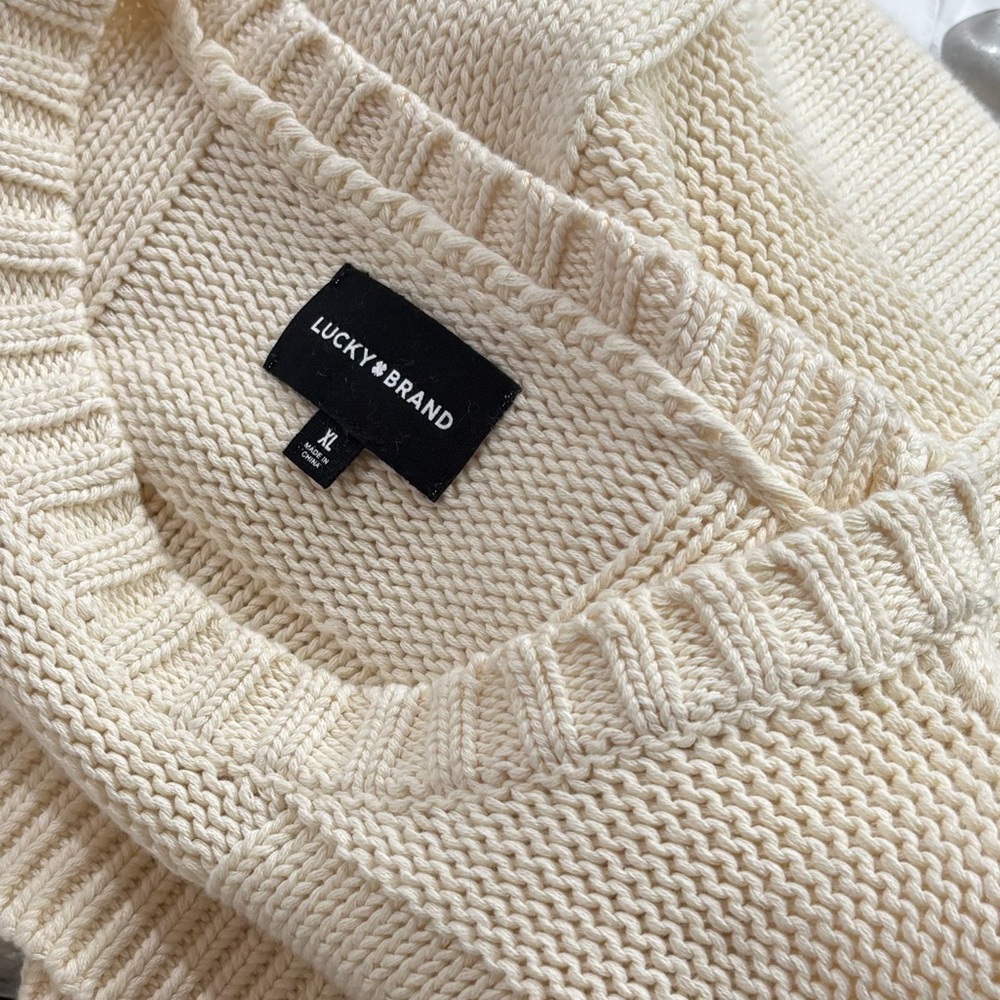 Lucky brand Men's Cream Sweater 100% cotton size XL - Picture 4 of 8